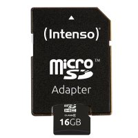 Intenso 16GB MicroSDHC, 16 GB, MicroSDHC, Klasse 10, 25 MB/s, Schockresistent, Temperaturbeständig, Wasserfest, Röntgensicher, Schwarz