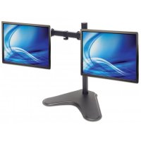 Manhattan Standfuß mit Monitorarm für zwei Displays, Für zwei Displays von 13" bis 32" und bis zu 8 kg, zweifach schwenkbar, schwarz, Freistehend, 8 kg, 33 cm (13"), 81,3 cm (32"), 100 x 100 mm, Schwarz