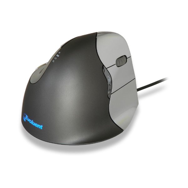 Bakker Evoluent4 Mouse (Right Hand), rechts, Vertikale Ausführung, Laser, 2600 DPI, Schwarz, Grau, Silber