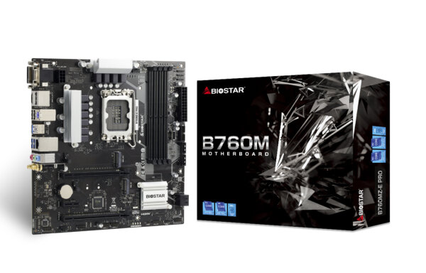 Biostar B760MZ-E PRO, Intel, LGA 1700, Intel® Core™ i3, Intel® Core™ i5, Intel® Core™ i7, Intel® Core™ i9, DDR5-SDRAM, 128 GB, DIMM