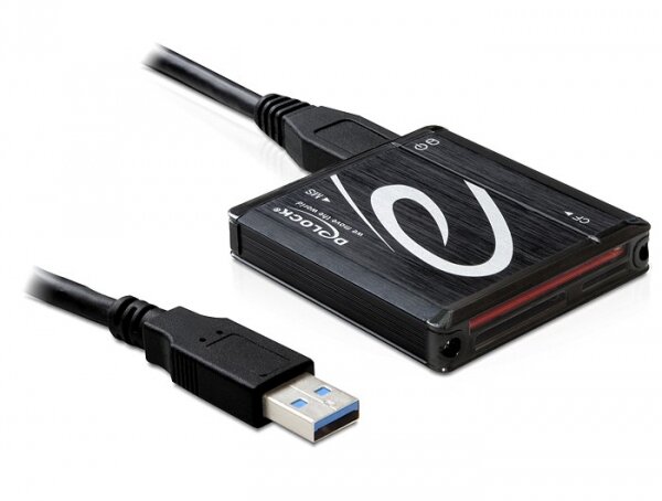 Delock USB 3.0 Card Reader All in 1, CF, Speicherstick (MS), microSDHC, MMC, MS Duo, MS PRO, MS PRO Duo, SD, SDHC, SDXC, xD, Schwarz, Windows XP, Vista, 7 Mac OS 10.5, 10.6, Linux ex Kernel 2.6, USB 3.2 Gen 1 (3.1 Gen 1), Box, USB