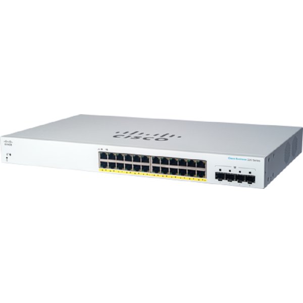 Cisco CBS220-24P-4G, Managed, L2, Gigabit Ethernet (10/100/1000), Power over Ethernet (PoE), Rack-Einbau, 1U