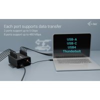 i-tec USB-C/USB-A Metal Charging + data HUB, 15W per port, 10x USB-C, Drinnen, AC, 12 V, Schwarz