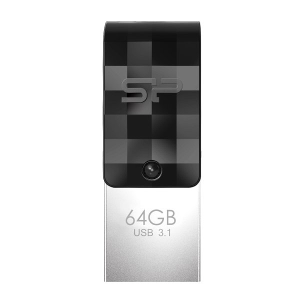 Silicon Power Mobile C31, 64 GB, USB Type-A / USB Type-C, 3.2 Gen 1 (3.1 Gen 1), Drehring, 3,3 g, Schwarz, Silber