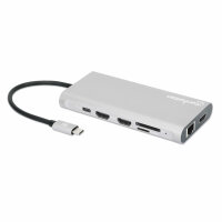 Manhattan 130660, Kabelgebunden, USB 3.2 Gen 1 (3.1 Gen 1) Type-C, 100 W, 10,100,1000 Mbit/s, Aluminium, MicroSD (TransFlash), SD, SDHC, SDXC