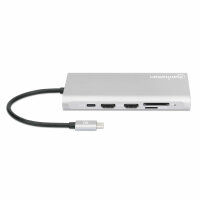 Manhattan 130660, Kabelgebunden, USB 3.2 Gen 1 (3.1 Gen 1) Type-C, 100 W, 10,100,1000 Mbit/s, Aluminium, MicroSD (TransFlash), SD, SDHC, SDXC