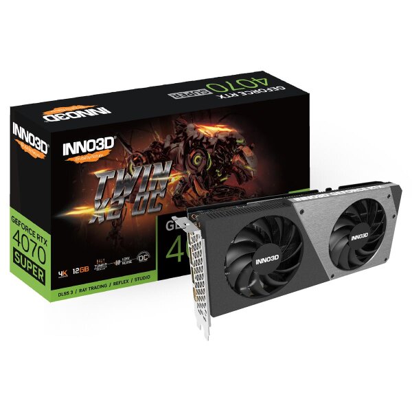 Inno3D GEFORCE RTX 4070 SUPER TWIN X2 OC, GeForce RTX 4070 SUPER, 12 GB, GDDR6X, 192 Bit, 7680 x 4320 Pixel, PCI Express x16 4.0