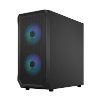 Fractal Design Focus 2, PC, Schwarz, ATX, micro ATX, Mini-ITX, Stahl, Gehärtetes Glas, Multi, Taschenlüfter