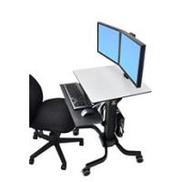 Ergotron WorkFit-C, Dual Sit-Stand, Multimedia-Wagen, Schwarz, Grau, Flachbildschirm, 12,7 kg, 55,9 cm (22"), 75 x 75,100 x 100 mm