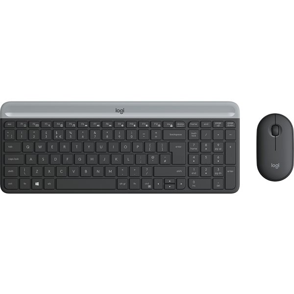 Logitech MK470, Volle Größe (100%), Kabellos, RF Wireless, QWERTY, Graphit, Maus enthalten