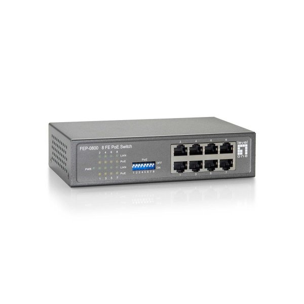 LevelOne FEP-0800, Fast Ethernet (10/100), Vollduplex, Power over Ethernet (PoE)