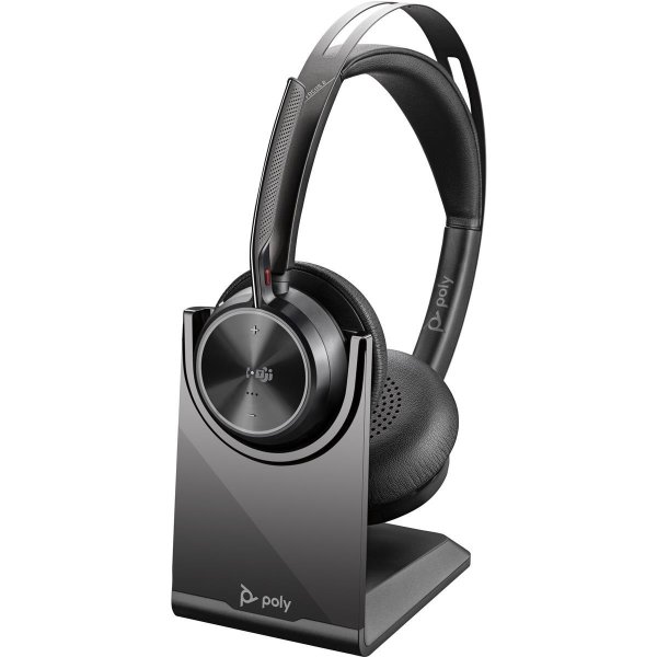 HP POLY VFOCUS2-M Headset mit Ladestation, Kabellos, Büro/Callcenter, 176 g, Kopfhörer, Schwarz