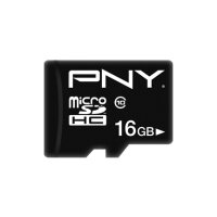 PNY Performance Plus, 16 GB, MicroSDHC, Klasse 10, Schwarz