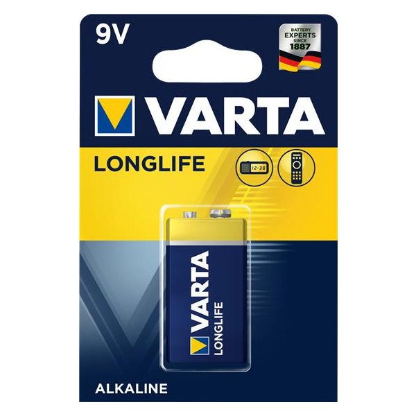 Varta Longlife Extra 9V, Einwegbatterie, 9V, Alkali, 9 V, 1 Stück(e), 48,5 mm