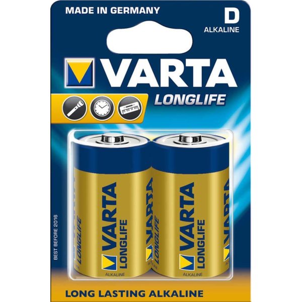 Varta 4120, Einwegbatterie, D, Alkali, 1,5 V, 2 Stück(e), Blau, Gelb