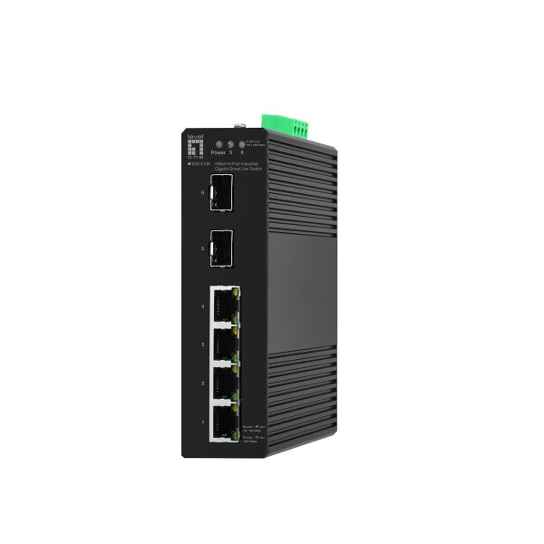 LevelOne Hilbert 6-Port Gigabit Smart Lite Switch, 4 x Gigabit RJ45, 2 x Gigabit SFP, Managed, L2, Gigabit Ethernet (10/100/1000), Vollduplex