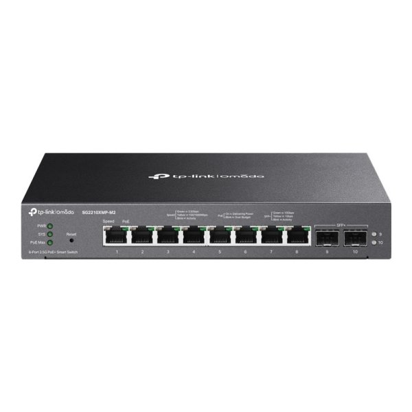 TP-LINK Omada SG2210XMP-M2, Managed, L2/L2+, 2.5G Ethernet (100/1000/2500), Power over Ethernet (PoE), Rack-Einbau, Wandmontage