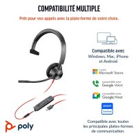 HP POLY Blackwire 3315 Monoaurales USB-C-Headset +...