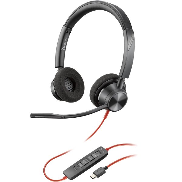 HP POLY Blackwire 3320 USB-C Stereo-Headset +USB-C/A-Adapter, Kabelgebunden, Büro/Callcenter, 20 - 20000 Hz, 131 g, Kopfhörer, Schwarz