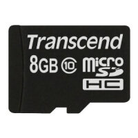 Transcend TS8GUSDC10, 8 GB, MicroSDHC, Klasse 10, NAND, 90 MB/s, Schwarz