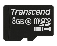 Transcend TS8GUSDC10, 8 GB, MicroSDHC, Klasse 10, NAND, 90 MB/s, Schwarz