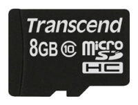 Transcend TS8GUSDC10, 8 GB, MicroSDHC, Klasse 10, NAND, 90 MB/s, Schwarz