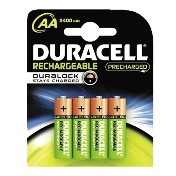 Duracell NiMH, AA, 2400 mAh, Wiederaufladbarer Akku, AA, Nickel-Metallhydrid (NiMH), 1,2 V, 4 Stück(e), 2400 mAh