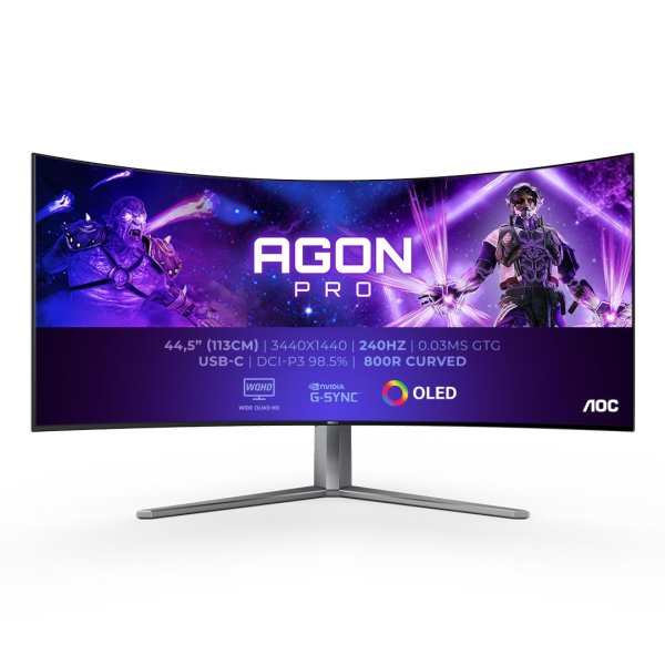 AOC AGON PRO AG456UCZD, 114,3 cm (45"), 3440 x 1440 Pixel, Wide Quad HD, OLED, 0,03 ms, Schwarz