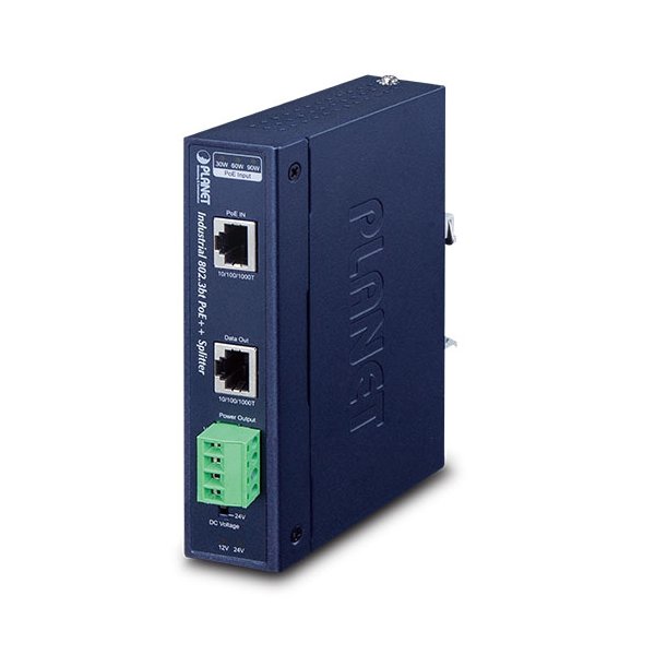 Planet IPOE-173S, IEEE 802.3, IEEE 802.3ab, IEEE 802.3at, IEEE 802.3bt, IEEE 802.3u, 10/100/1000Base-T(X), Cat5/Cat5e/Cat6, Blau, Metall, IP30