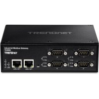 TRENDnet TI-M42, Schwarz, IP30, 4 x Serial (DB-9) ports, 10,100 Mbit/s, IEEE 802.3, IEEE 802.3u, IEEE 802.3x, RS-232/422/485