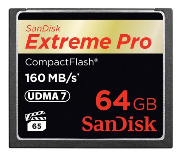 SanDisk 64GB Extreme Pro CF 160MB/s, 64 GB, Kompaktflash, 160 MB/s, 150 MB/s