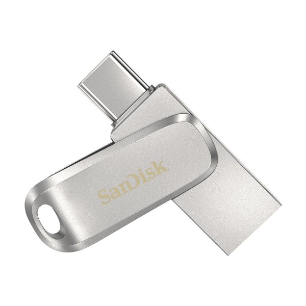 SanDisk Ultra Dual Drive Luxe, 256 GB, USB Type-A / USB Type-C, 3.2 Gen 1 (3.1 Gen 1), 150 MB/s, Drehring, Edelstahl