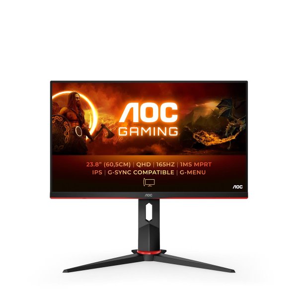 AOC G2 Q24G2A/BK, 60,5 cm (23.8"), 2560 x 1440 Pixel, Quad HD, LCD, 4 ms, Schwarz, Rot