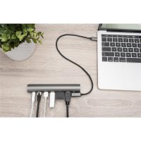 DIGITUS Variabler Notebookständer mit 7-Port Pop-Out USB-C Docking Station