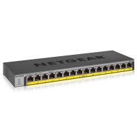 Netgear GS116LP, Unmanaged, Gigabit Ethernet (10/100/1000), Power over Ethernet (PoE), Rack-Einbau