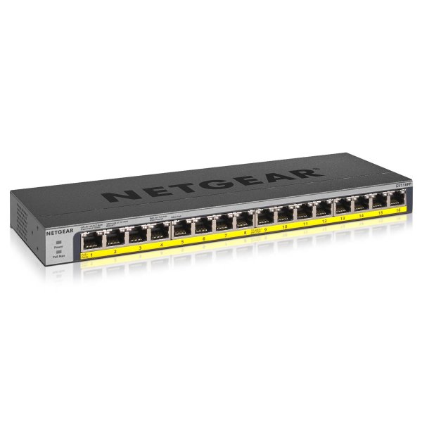 Netgear GS116PP, Unmanaged, Gigabit Ethernet (10/100/1000), Power over Ethernet (PoE), Rack-Einbau