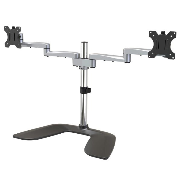 StarTech.com Monitorhalterung für zwei Monitore - Ergonomisches Monitorstand für VESA Bildschirme bis zu 32" und 8 kg - Freistehende gelenkige Bildschirmhalterung - Höhenverstellbar - Silber, Freistehend, 16 kg, 81,3 cm (32"), 100 x 100 mm, Höhenverstellu