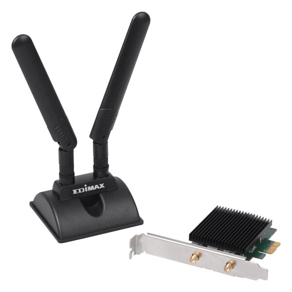 Edimax EW-7833AXP, Kabelgebunden, PCI Express, WLAN / Bluetooth, Wi-Fi 6 (802.11ax), 2400 Mbit/s, Schwarz