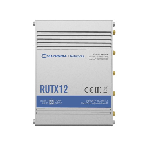 Teltonika RUTX12, Wi-Fi 5 (802.11ac), Dual-Band (2,4 GHz/5 GHz), Eingebauter Ethernet-Anschluss, 4G, Silber, Tabletop-Router