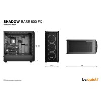 Be Quiet! Shadow Base 800 FX Black, Midi Tower, PC, Schwarz, ATX, EATX, micro ATX, Mini-ITX, Acrylnitril-Butadien-Styrol (ABS), Stahl, Gehärtetes Glas, Multi