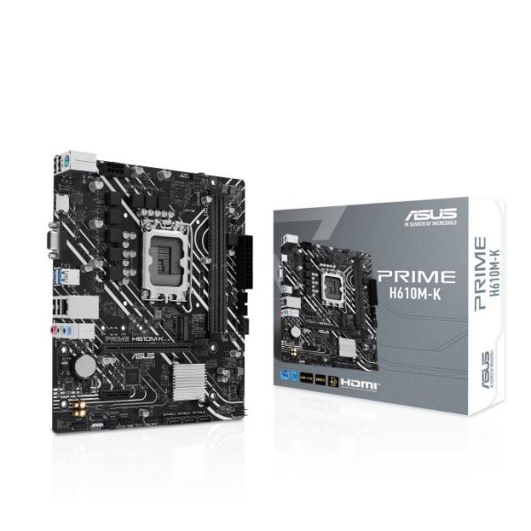 ASUS Prime H610M-K, Intel, LGA 1700, Intel® Celeron®, Intel® Core™ i3, Intel® Core™ i5, Intel® Core™ i7, Intel® Core™ i9,..., DDR5-SDRAM, 96 GB, DIMM