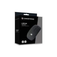 Conceptronic LORCAN01B Bluetooth-Maus mit 3 Tasten, Beidhändig, Optisch, Bluetooth, 1600 DPI, Schwarz