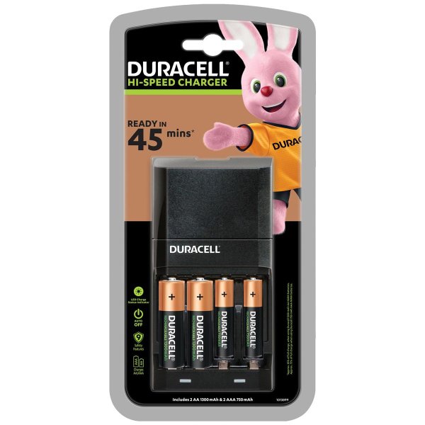 Duracell CEF27, Nickel-Metallhydrid (NiMH), Überlast, Überhitzung, Kurzschluß, AA, AAA, 4 Stück(e), Akkus/Batterien enthalten