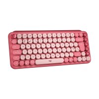 Logitech Pop Keys, Mini, Kabellos, RF Wireless + Bluetooth, Mechanischer Switch, QWERTY, Burgund, Pink, Rose