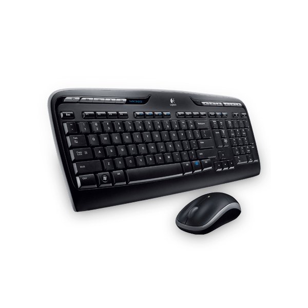 Logitech Wireless Desktop MK330, Volle Größe (100%), Kabellos, RF Wireless, QWERTZ, Schwarz, Maus enthalten