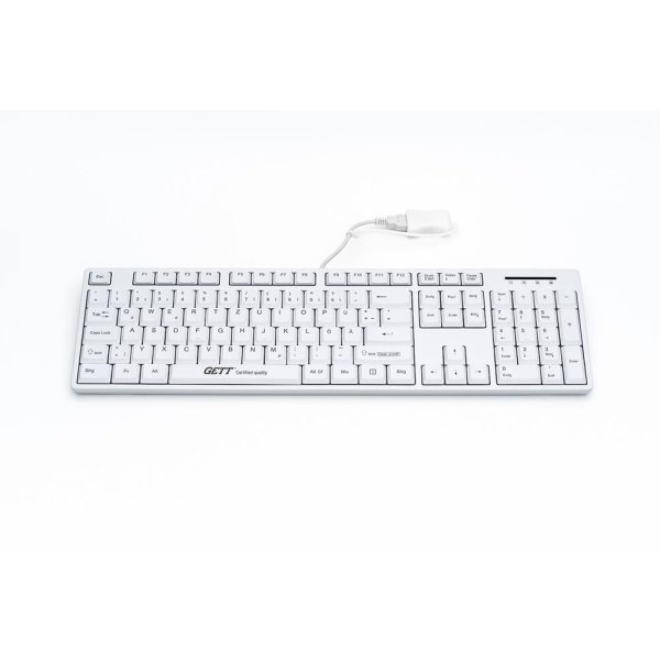 GETT TKL-105-GCQ-IP68-KGEH-WHITE-USB, Volle Größe (100%), Kabelgebunden, USB, Mechanischer Switch, QWERTZ, Weiß