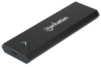 Manhattan M.2 NVMe SSD-Festplattengehäuse, USB 3.2 Gen 2, USB-C-Buchsenanschluss für bis zu 10 Gbit/s, UASP-konform, Aluminium, schwarz, SSD-Gehäuse, M.2, M.2, 10 Gbit/s, USB Anschluss, Schwarz