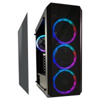 LC-Power Gaming 703B - Quad-Luxx, Midi Tower, PC, Schwarz, ATX, micro ATX, Mini-ITX, Metall, Kunststoff, Gehärtetes Glas, Gaming