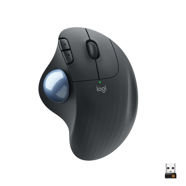 Logitech ERGO M575 Wireless Trackball Maus, rechts, Trackball, RF Wireless + Bluetooth, 2000 DPI, Graphit