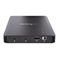 StarTech.com 4 Bay Thunderbolt 3™ NVMe Gehäuse, für M.2 NVMe SSD Laufwerke, 1x DisplayPort Video/ 2x TB3 Downstream Ports, 40Gbit/s, 72W Stromversorgung, Externes Festplattengehäuse, SSD-Gehäuse, M.2, M.2, 40 Gbit/s, USB Anschluss, Schwarz